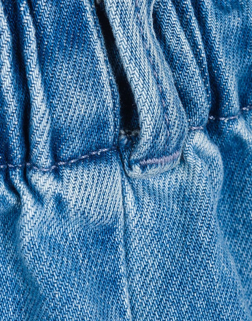 Girls Blue Denim Elasticated Waist Cotton Skirt