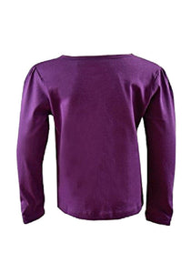 Girls Purple Knot So Bad Cotton Rich Long sleeve Button Down Frill Top.