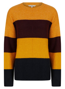 Ladies Striped Color Block Soft Knit Jumper