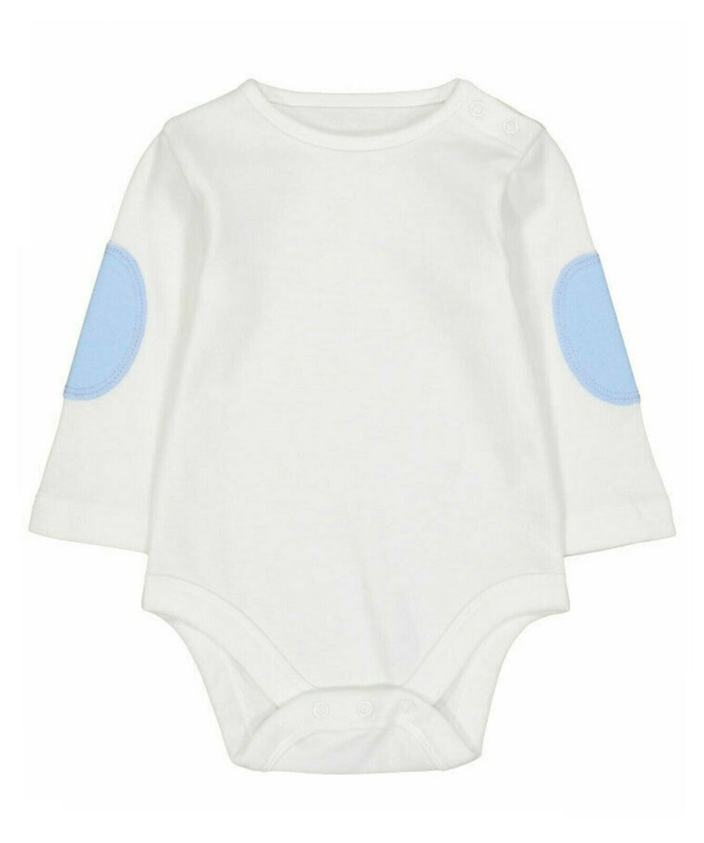 Baby Boys Blue and Cream 2 Piece Romper Dungaree Set