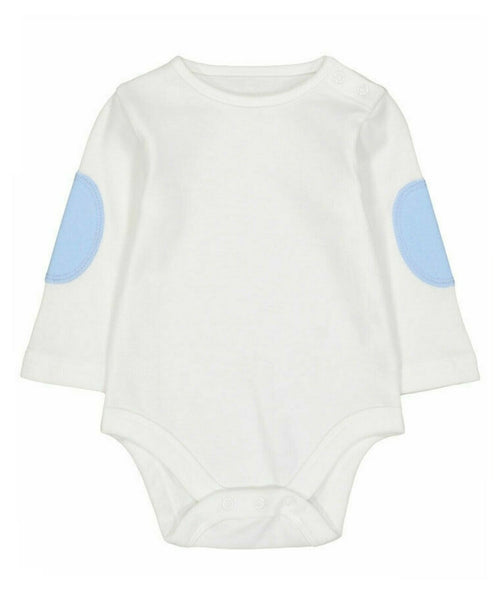 Baby Boys Blue and Cream 2 Piece Romper Dungaree Set