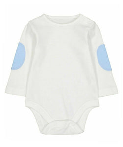 Baby Boys Blue and Cream 2 Piece Romper Dungaree Set