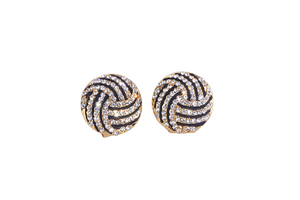 Ladies Round Curvy Full Crystals Strips Earrings