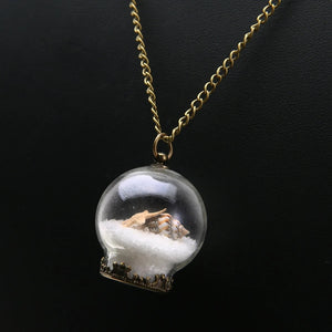 Star Shell GoodLuck Wish Mini Orb Bottle Pendant & Bronze Chain Necklace
