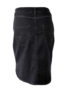 Black Ms Mode Stretchy Sequin Trim Denim Skirt