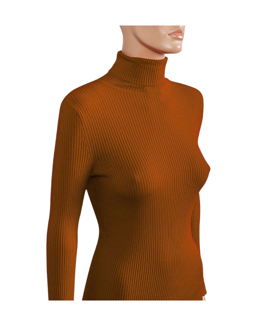 Ladies Ribbed Roll Neck Turtleneck Knitted Pullover Jumper