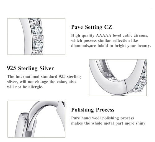 925 Sterling Silver Small Round Crystal Earrings