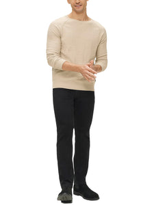 Mens Beige Crew Neck Deco Stitch Cotton Knit Big &Tall Jumper