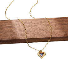 Load image into Gallery viewer, Luxury Gold Zircon Crystal Ocean Heart Pendant &amp; Chain Necklace
