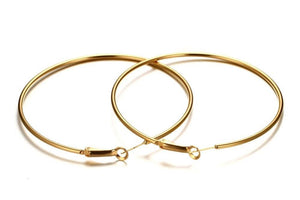Big Gold Smooth Circle Round Hoop Statement Loop Open Clip Earrings
