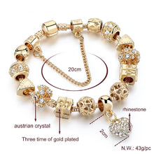 Load image into Gallery viewer, Ladies Gold Gift Box Ball Square Crystal Charms Rope Chain Bracelet
