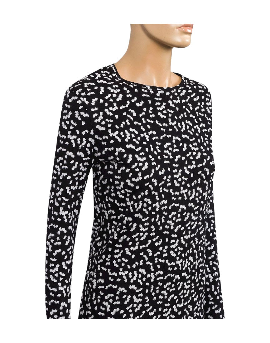 Ladies Black & White Contrast Cotton Long Sleeve Top