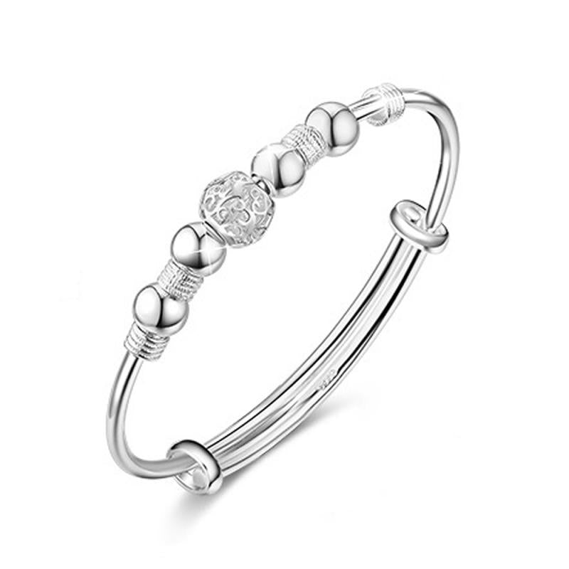 Ladies 925 Sterling Silver Good Luck Beads Adjustable Bracelet