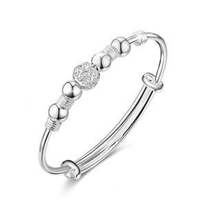 Ladies 925 Sterling Silver Good Luck Beads Adjustable Bracelet