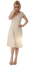 Load image into Gallery viewer, Ladies Nude V Neckline  Midi Fit &amp; Flare Dress
