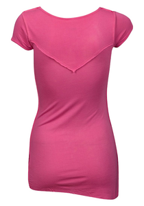 Ladies Rose Pink Inside-Out Blondie Print Cap Sleeve Top
