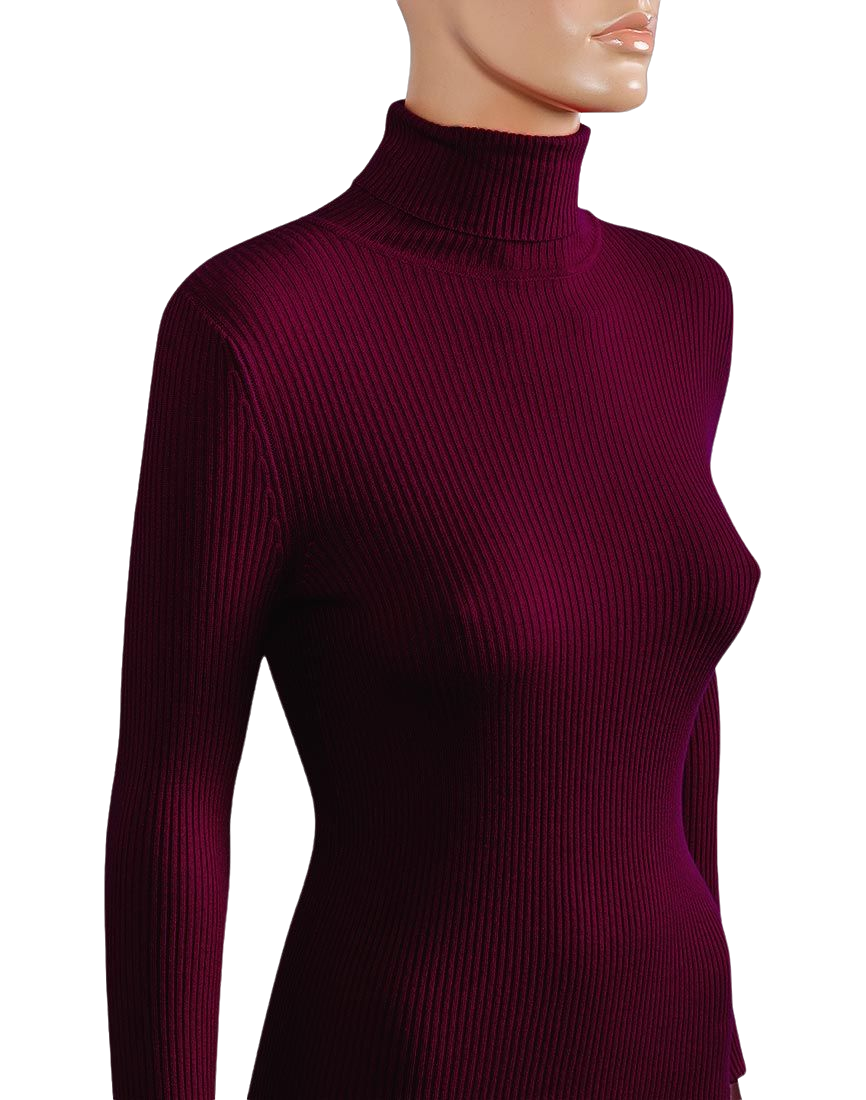 Ladies Ribbed Roll Neck Turtleneck Knitted Pullover Jumper