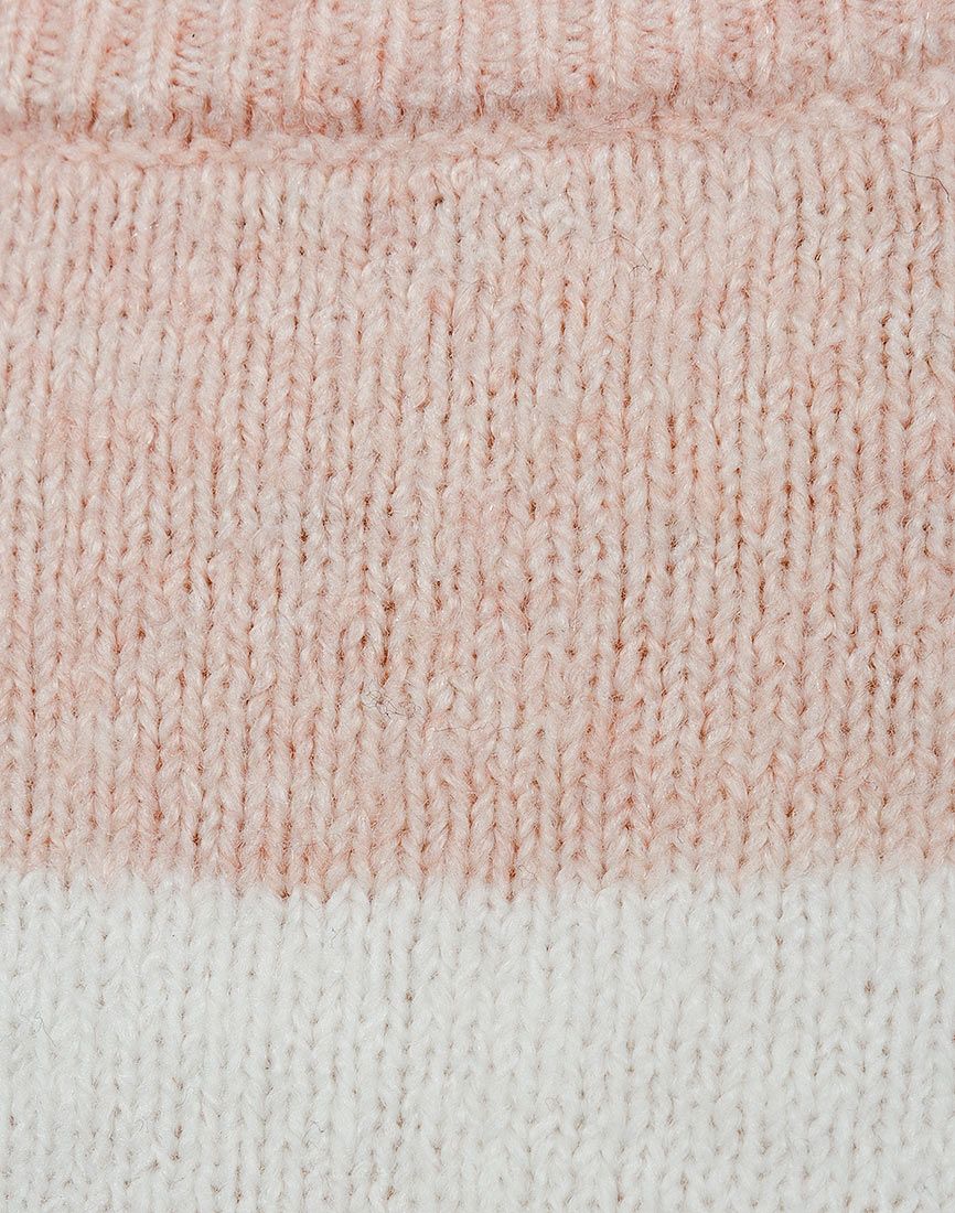 Ladies Pink Colour Block Ribbed Soft Knit Relaxed Fit Jumper