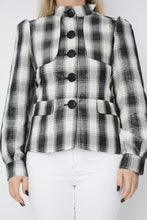 Load image into Gallery viewer, Black &amp; White Check Lightweight Blazer Jacket
