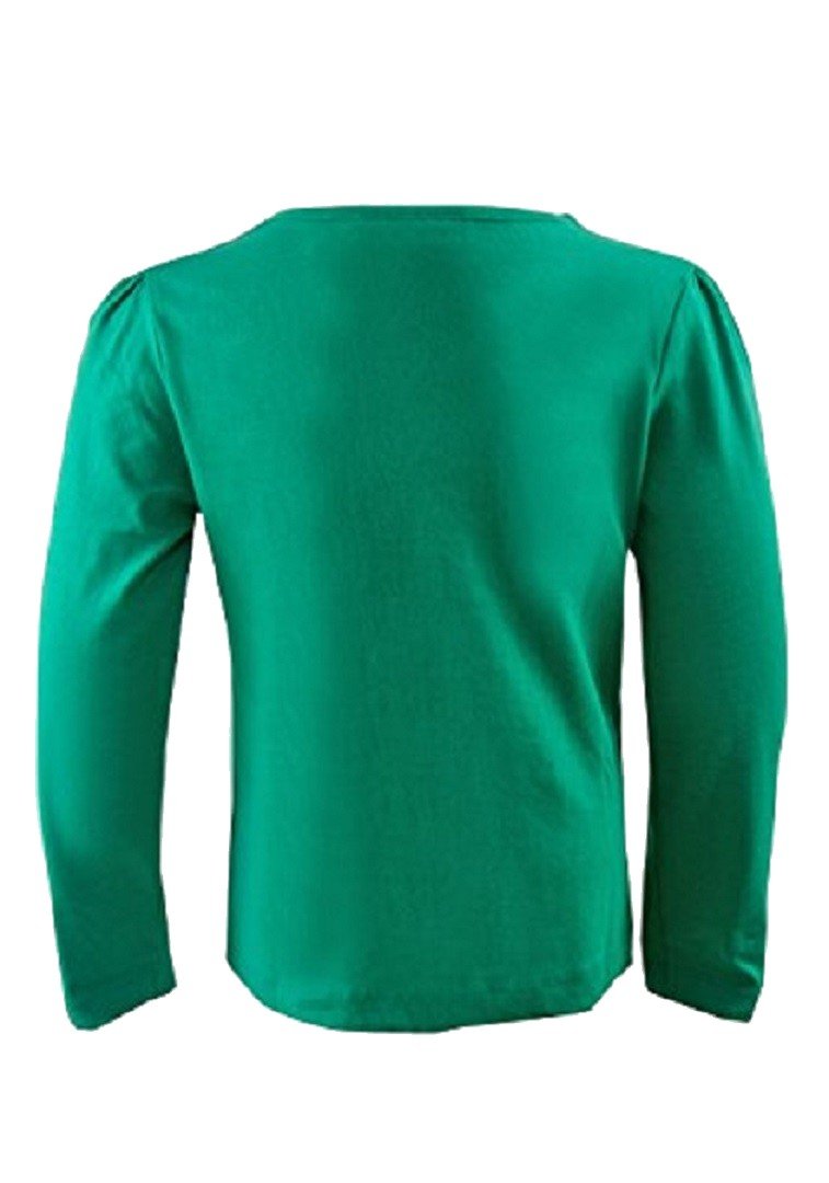 Girls Green Knot So Bad Cotton Rich Long sleeve Button Down Frill Top.
