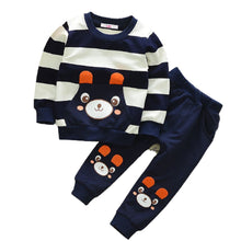 Load image into Gallery viewer, Boys Toddlers Navy Stripe Bunny Top &amp; Bottom Set
