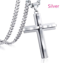 Load image into Gallery viewer, Unisex Luxury Infinity Smooth Layered Cross Pendant &amp; Cuban Link Necklace Set
