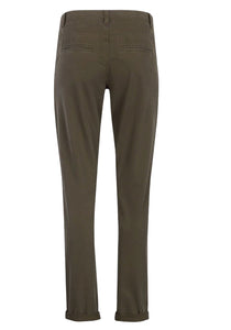 Ladies Hunter Green Turn-Up Cuff Chino Regular Fit Cotton Pants