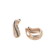 Load image into Gallery viewer, Ladies Rose Gold Curly U Shape Natural Crystals Earrings
