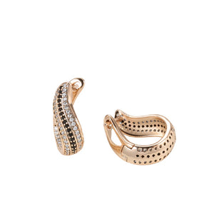 Ladies Rose Gold Curly U Shape Natural Crystals Earrings