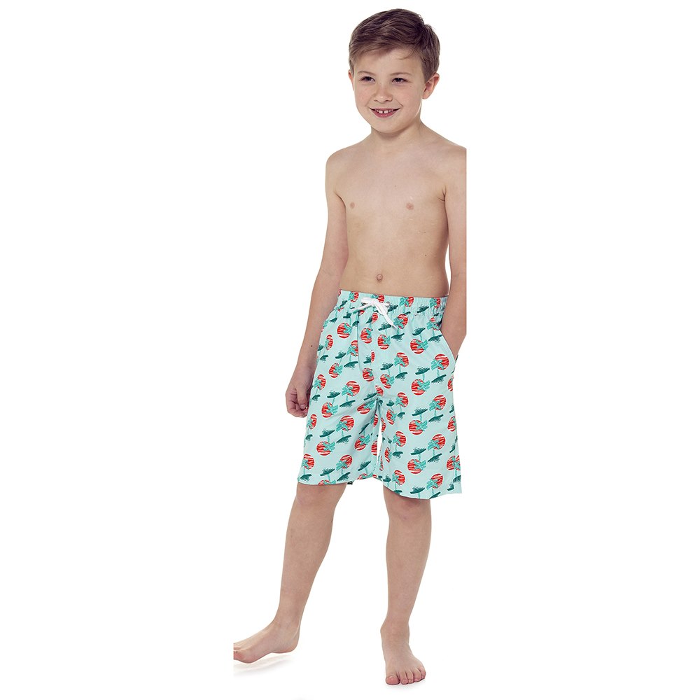 Boys Green Palm Print Swimming Shorts