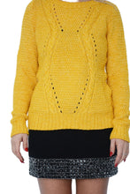 Load image into Gallery viewer, Yellow Mustard Cable Knit Long Sleeve Soft Stretchy Pull-Over Jumper
