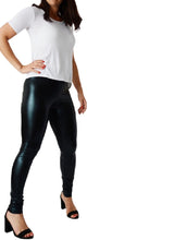 Load image into Gallery viewer, Ladies Black Faux Leather Look Leggings
