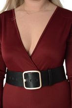 Load image into Gallery viewer, Ladies Burgundy Wrap V-Neck Long Sleeve Jumpsuit
