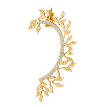 Load image into Gallery viewer, Gold Leaf Branch Rhinestones Ear Cuff Climbers Earrings
