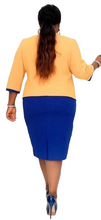 Load image into Gallery viewer, Ladies Women&#39;s Yellow &amp; Blue Mother Of The Bride Party Dress &amp; Jacket 2Piece Set
