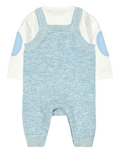 Load image into Gallery viewer, Baby Boys Blue and Cream 2 Piece Romper Dungaree Set
