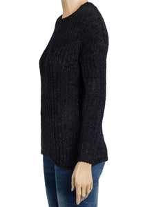 Black Soft Stretchy Chenille Knitted Jumper