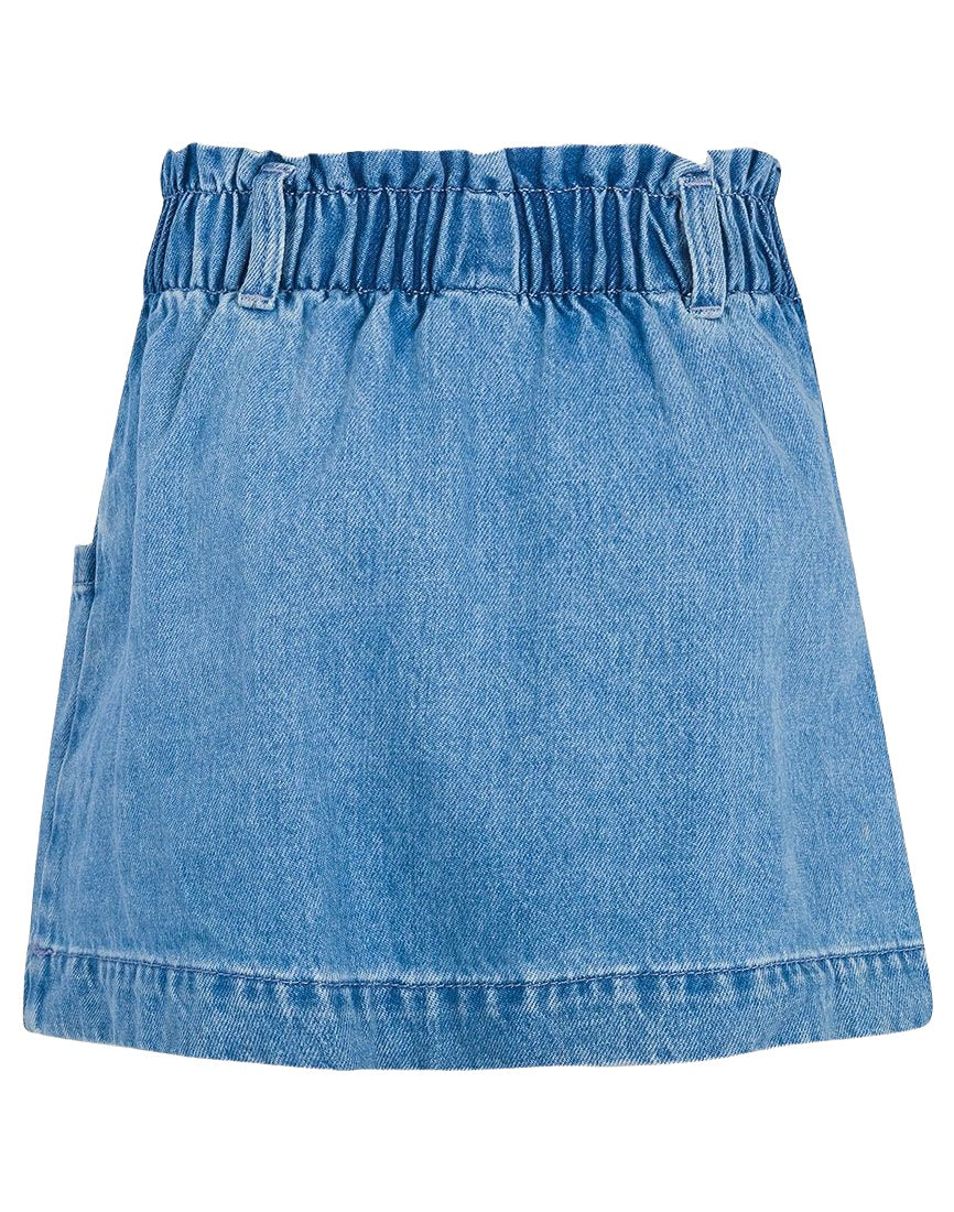Girls Blue Denim Elasticated Waist Cotton Skirt