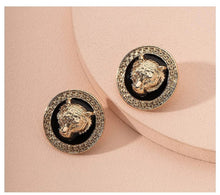 Load image into Gallery viewer, Ladies Gold Plated Tiger Head Pendant Stud Earrings
