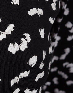 Ladies Black & White Contrast Cotton Long Sleeve Top