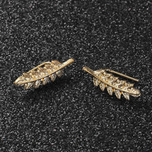 Load image into Gallery viewer, Gold Leaf Crawlers Ear Climbers Statement Stud Cuff Pair Earrings
