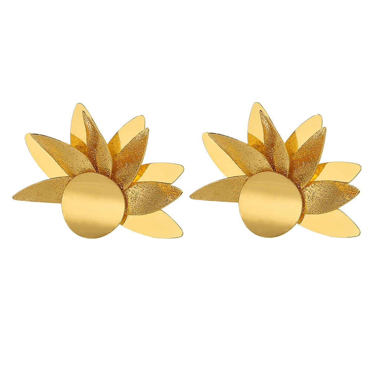 Ladies Gold Silver Layered Sunflower Statement Party Earrings