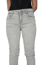 Load image into Gallery viewer, Ladies Light Grey Straight Leg Mid Rise Stretch Skinny Jeans
