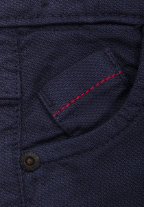 Boys Minoti Navy 5-Pocket Twill Cotton Adjustable Waist Summer Shorts