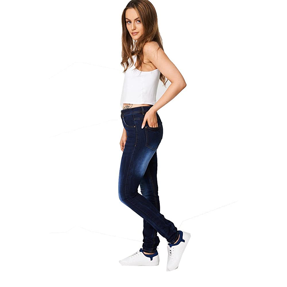 Ladies Blue Cotton Rich Straight Leg Relaxed Fit Jeans