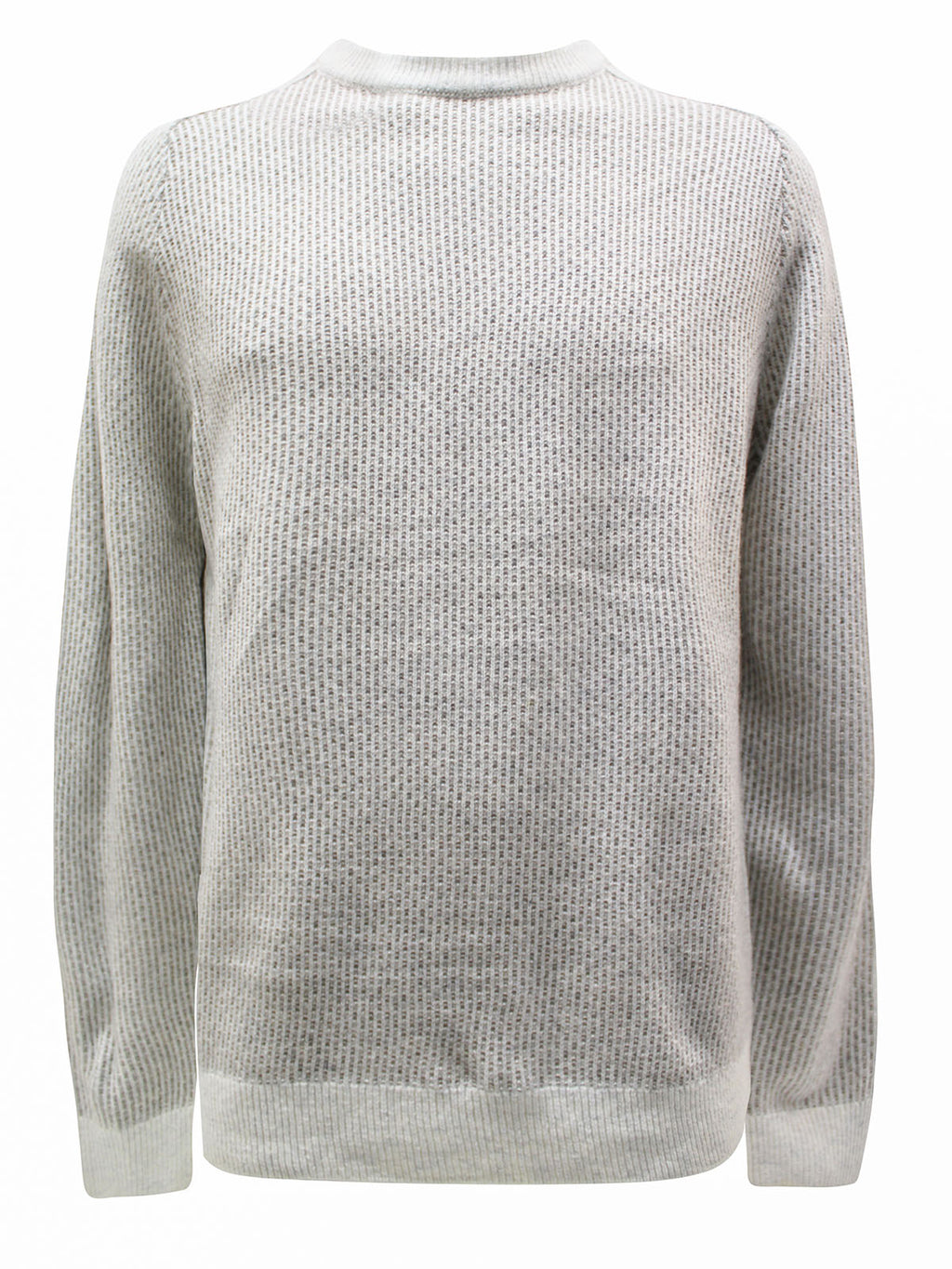 Mens Light Grey Wool Blend Oatmeal Textured Ribbed Crew Neck Warm Jumper