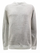 Load image into Gallery viewer, Mens Light Grey Wool Blend Oatmeal Textured Ribbed Crew Neck Warm Jumper
