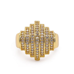 Ladies 18k Gold Plated Geometric 7 Layered Rows Band Ring
