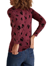 Load image into Gallery viewer, Ladies Dark Red Floral Print Super Soft Long Sleeve Jumper
