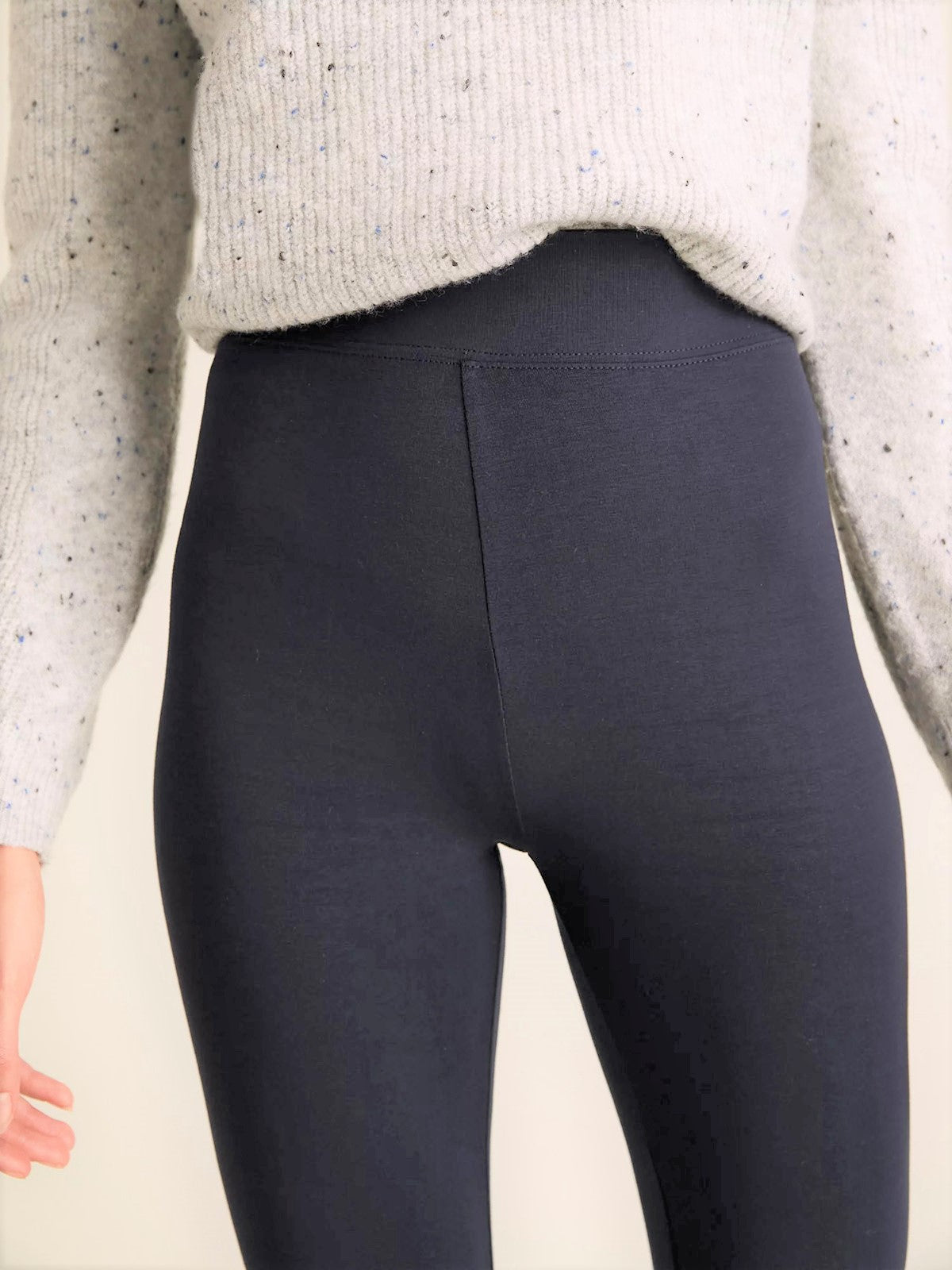 Ladies Navy High Waisted Stretchy Full Length Leggings